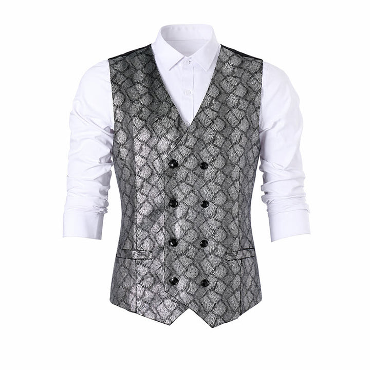 Gilet de costume luxueux à motif peau de serpent métallisé - image 10
