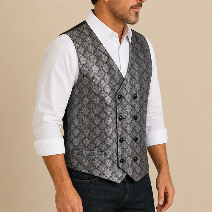 Gilet de costume luxueux à motif peau de serpent métallisé - image 3