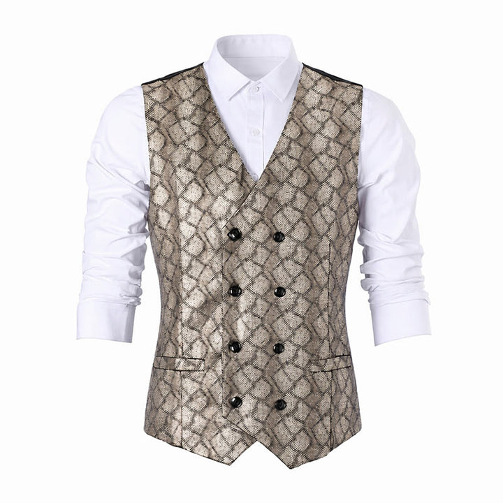 Gilet de costume luxueux à motif peau de serpent métallisé - image 12