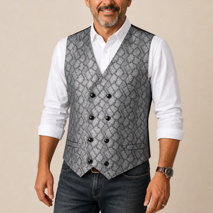 Gilet de costume luxueux à motif peau de serpent métallisé - image 1