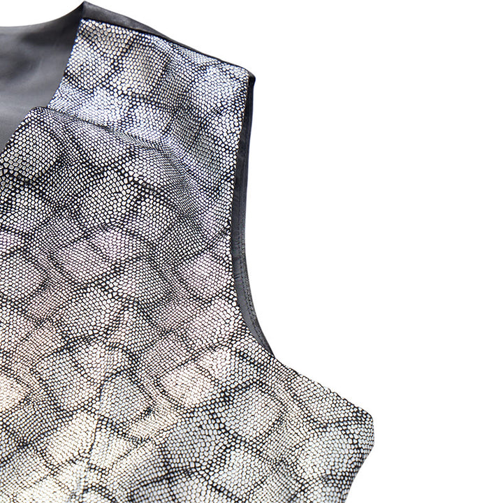Gilet de costume luxueux à motif peau de serpent métallisé - image 8
