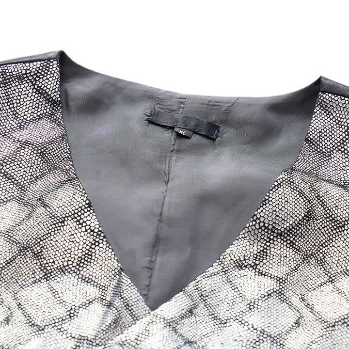 Gilet de costume luxueux à motif peau de serpent métallisé - image 5