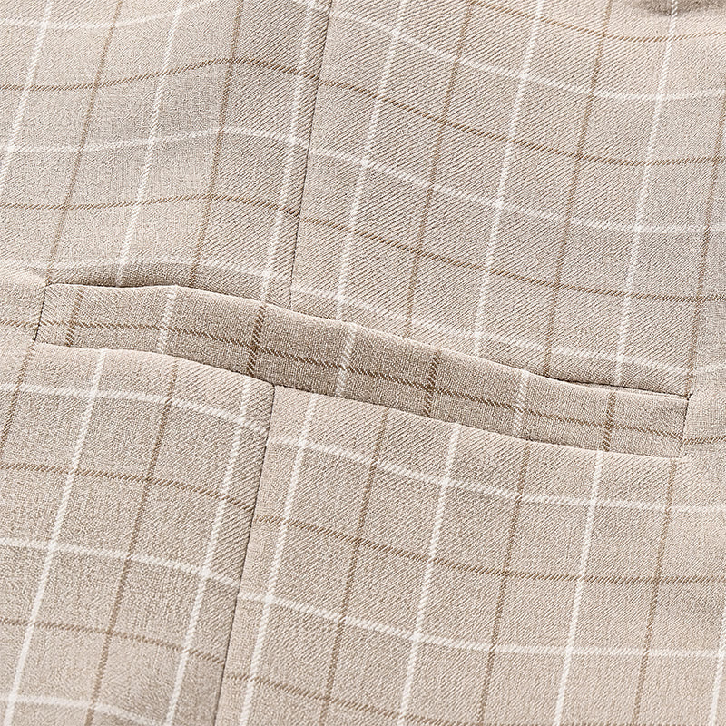 Gilet de costume pour homme à carreaux kaki clair - image 6