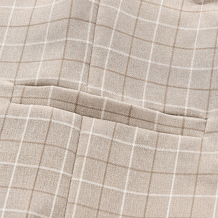 Gilet de costume pour homme à carreaux kaki clair - image 6