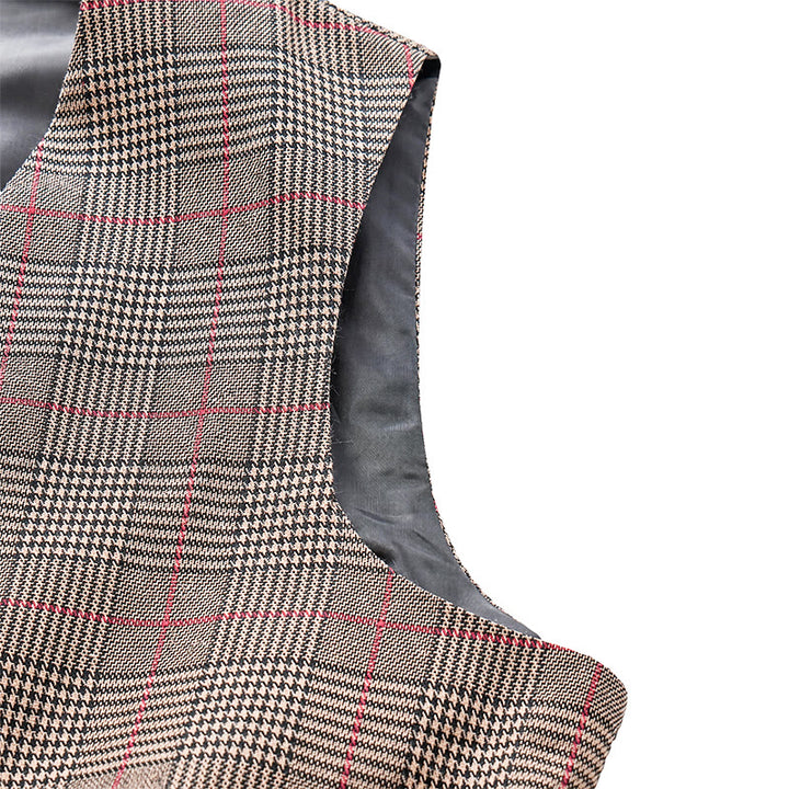 Gilet de costume à carreaux col en V style vintage - image 7
