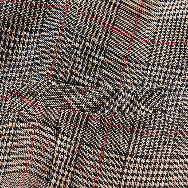 Gilet de costume à carreaux col en V style vintage - image 6