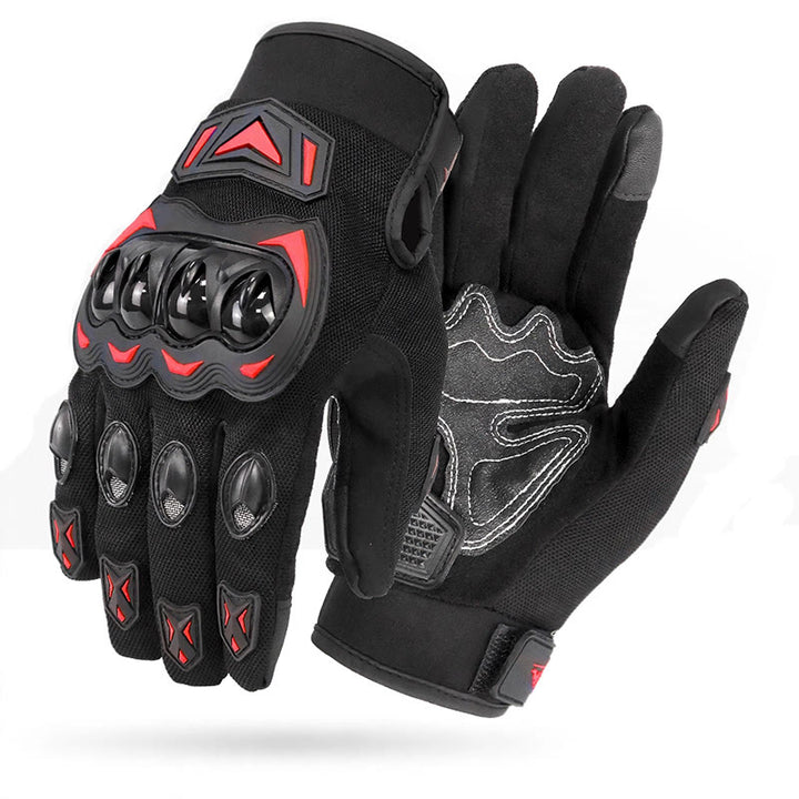 Gants de moto tactiles à doigts complets avec protection renforcée des articulations - Rouge - XXL - image 11
