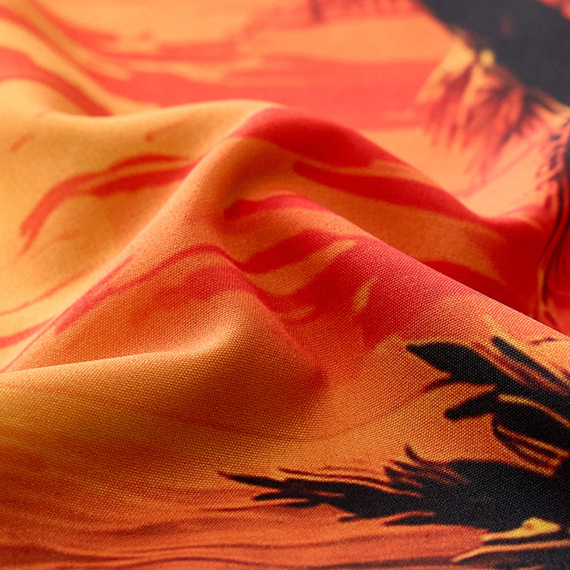 Chemise imprimée pour homme, thème coucher de soleil tropical, idéale pour les voyages d'été sur la plage. - image 6