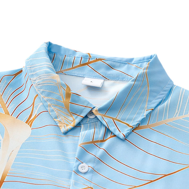 Chemise de plage d'été pour homme à motif de feuille de bananier dorée tropicale en 3D - image 4