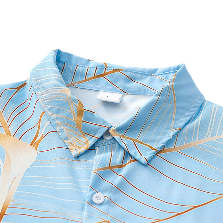 Chemise de plage d'été pour homme à motif de feuille de bananier dorée tropicale en 3D - image 4