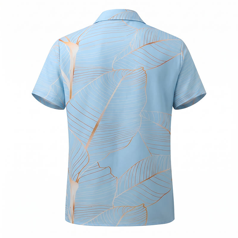 Chemise de plage d'été pour homme à motif de feuille de bananier dorée tropicale en 3D - image 11