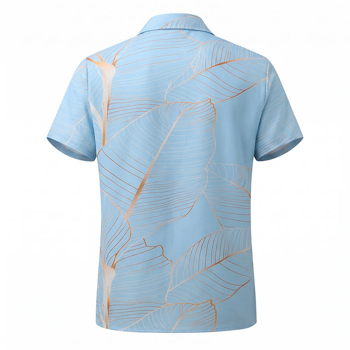 Chemise de plage d'été pour homme à motif de feuille de bananier dorée tropicale en 3D - image 11