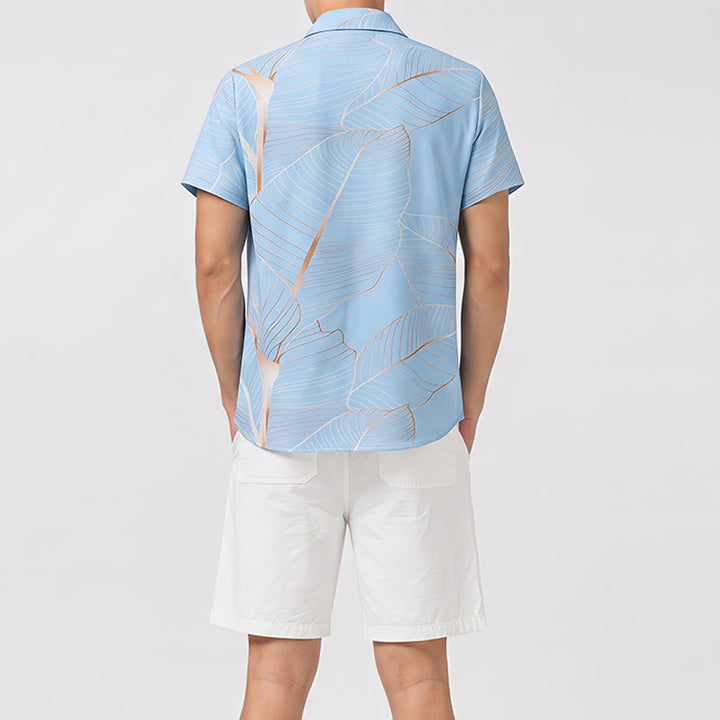 Chemise de plage d'été pour homme à motif de feuille de bananier dorée tropicale en 3D - image 3