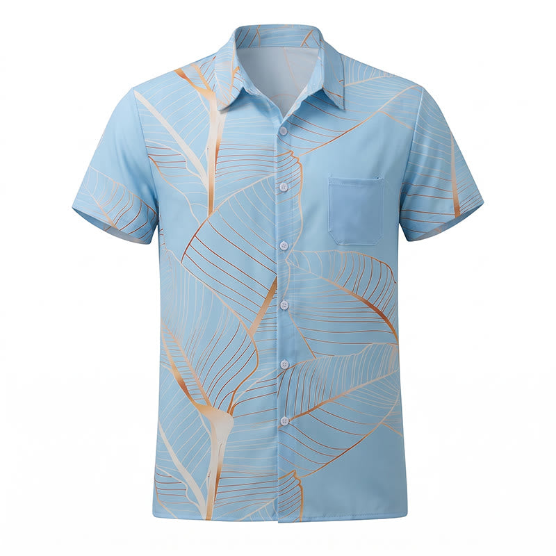 Chemise de plage d'été pour homme à motif de feuille de bananier dorée tropicale en 3D - image 10
