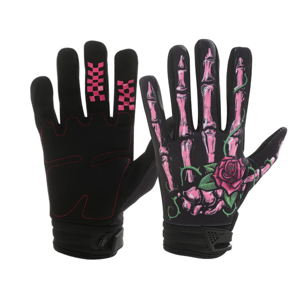 Gants tactiques Rose Skeleton pour moto, écran tactile, doigts entiers - image 3
