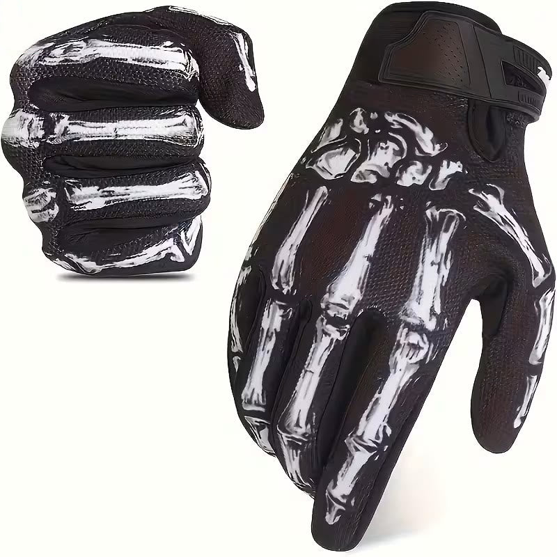 Gants tactiques Rose Skeleton pour moto, écran tactile, doigts entiers - Blanc - XL - image 4