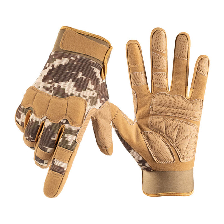 Gants tactiques militaires à paume rembourrée antidérapante et intégrale des doigts - Camouflage jaune - XL - image 0