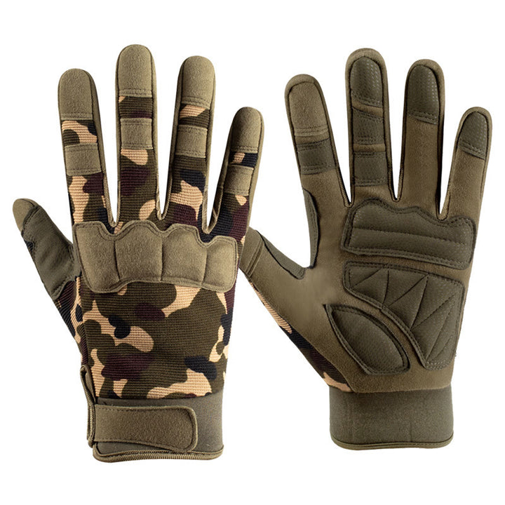 Gants tactiques militaires à paume rembourrée antidérapante et intégrale des doigts - Camouflage vert - XL - image 5