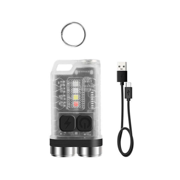 Mini lampe torche LED rechargeable double faisceau d'extérieur avec porte-clés - Blanc fluorescent - image 11