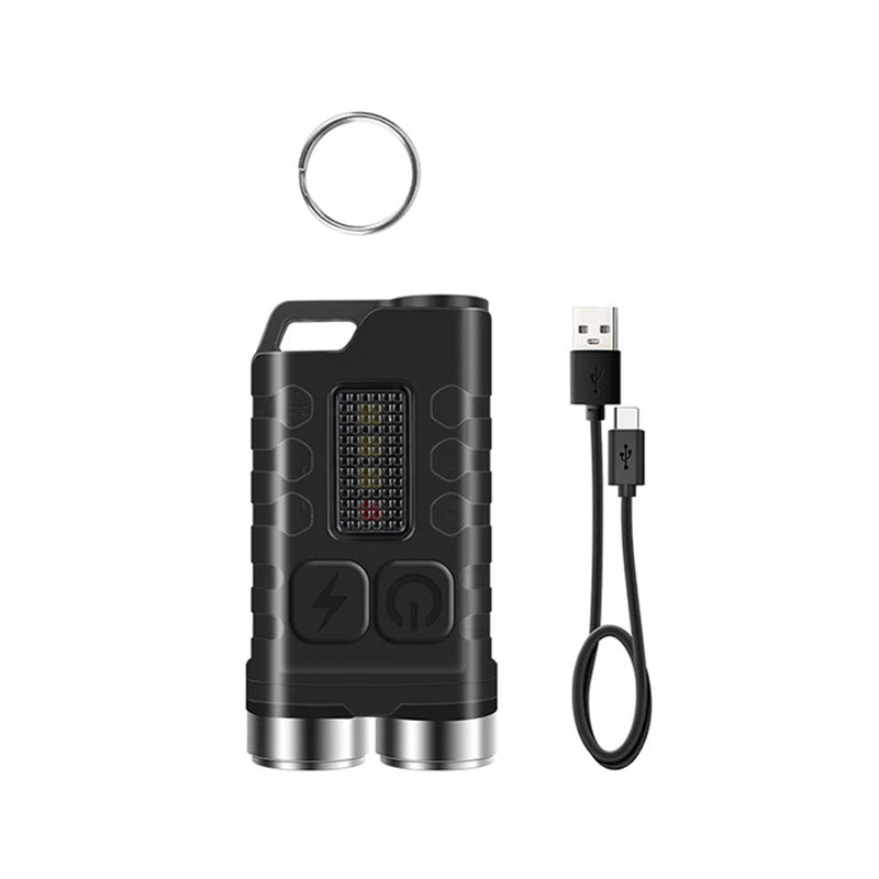 Mini lampe torche LED rechargeable double faisceau d'extérieur avec porte-clés - Noir - image 2