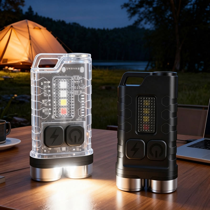 Mini lampe torche LED rechargeable double faisceau d'extérieur avec porte-clés - image 1
