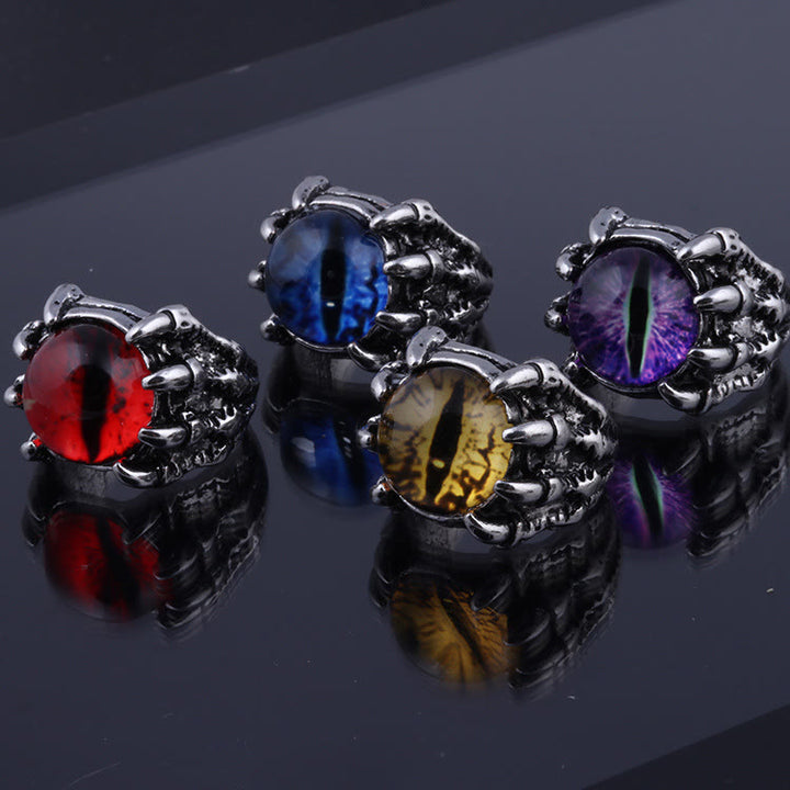 Bague œil maléfique gothique en forme de griffe d'aigle démoniaque - image 0