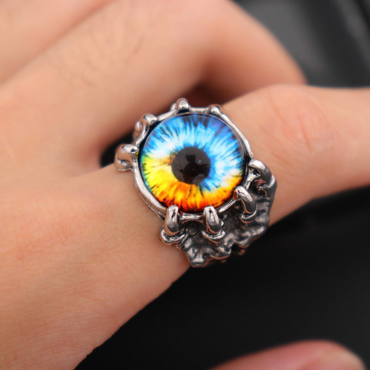 Bague œil maléfique gothique en forme de griffe d'aigle démoniaque - Coloré - Ouverture - image 9