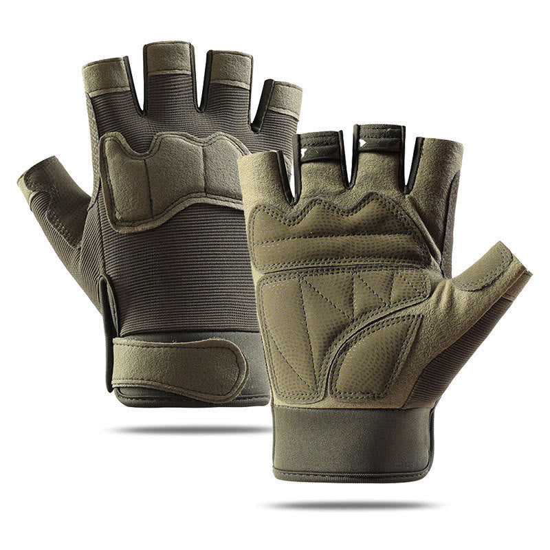 Gants tactiques d'entraînement militaire respirants à demi-doigts - Vert armée - XL - image 9