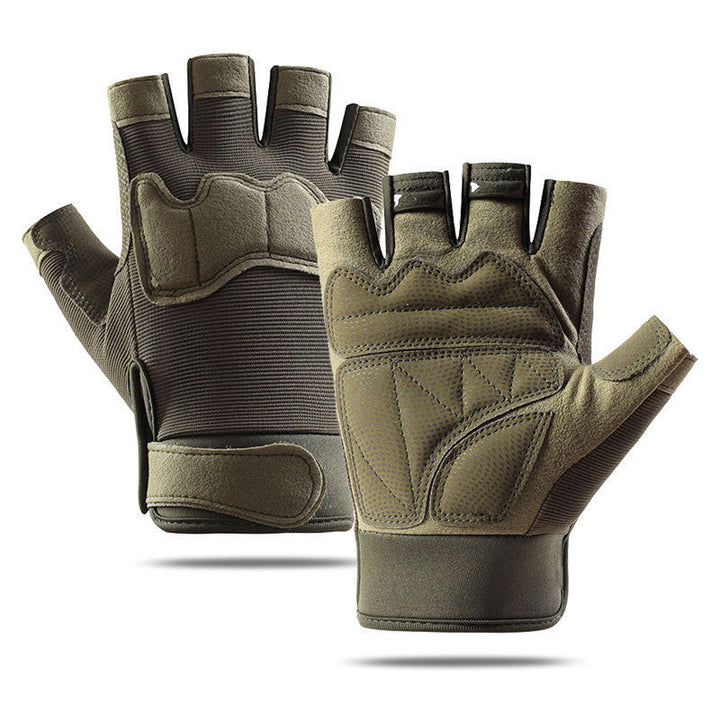 Gants tactiques d'entraînement militaire respirants à demi-doigts - Vert armée - XL - image 9