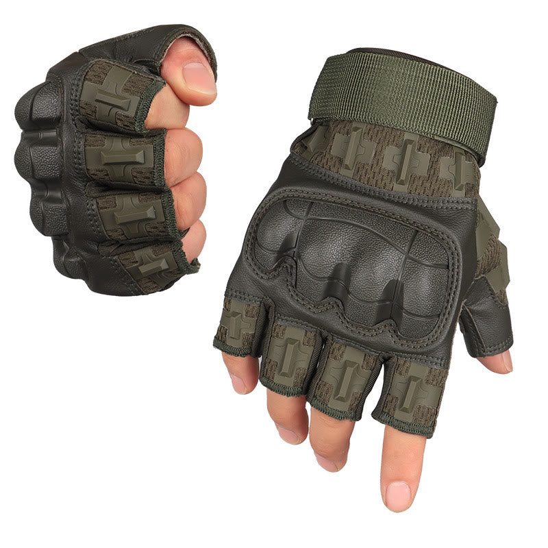 Gants militaires d'extérieur à coque rigide sans doigts - Vert - XL - image 6