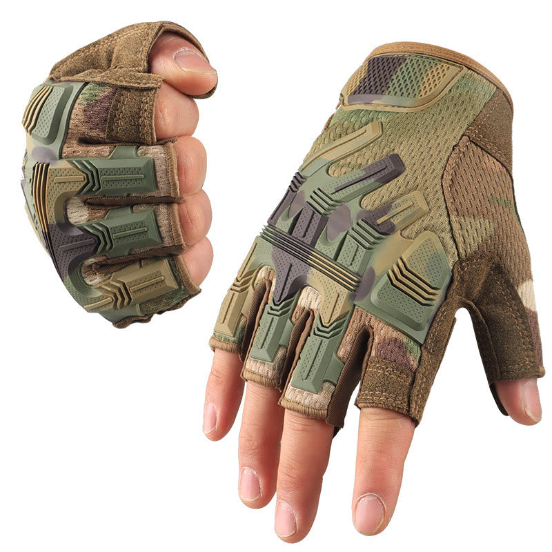 Gants tactiques de mécanicien antidérapants et respirants à demi-doigts - camouflage - XL - image 0