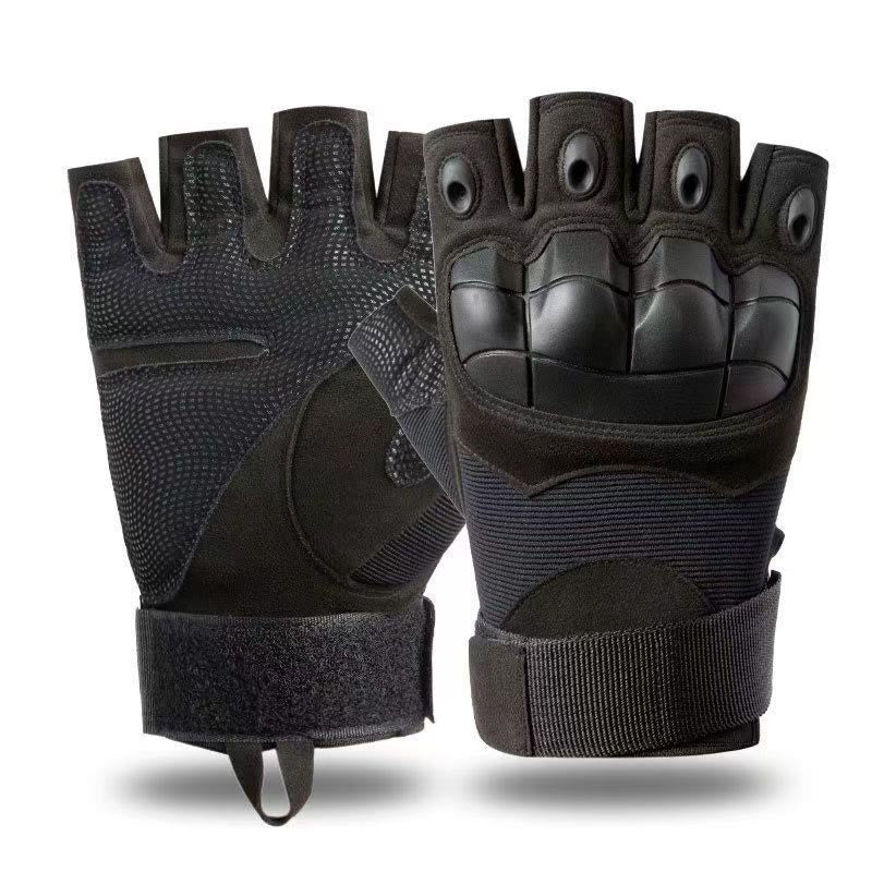 Gants militaires minimalistes tactiques et esthétiques à demi-doigts - Noir - XL - image 4