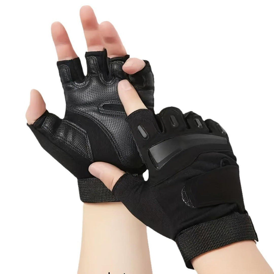 Gants de cyclisme et de moto demi-doigts avec protection à coque rigide - image 2