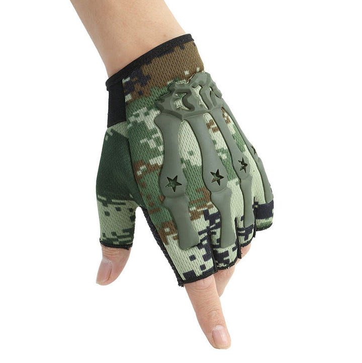 Gants tactiques de cyclisme respirants avec protection des articulations renforcée. - Camouflage vert - Taille unique - image 7