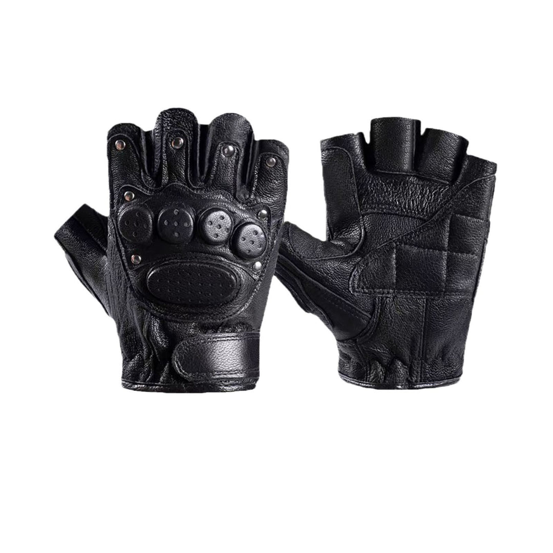 Gants de moto en cuir de mouton noir avec protection rigide des articulations - image 7
