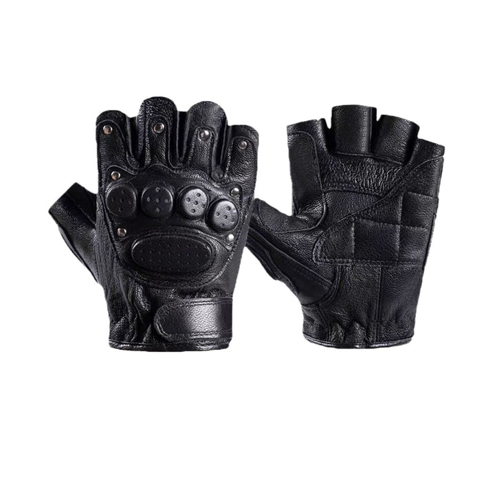 Gants de moto en cuir de mouton noir avec protection rigide des articulations - image 7