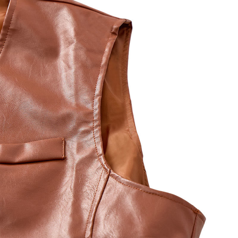 Gilet western vintage pour homme, style cowboy/motard, en similicuir. - image 9