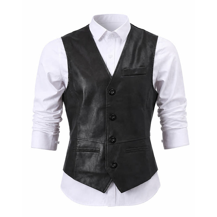 Gilet western vintage pour homme, style cowboy/motard, en similicuir. - image 13
