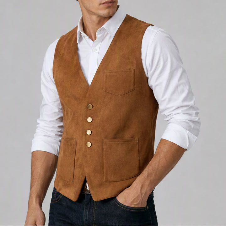 Gilet de cowboy marron traditionnel western pour homme - image 3