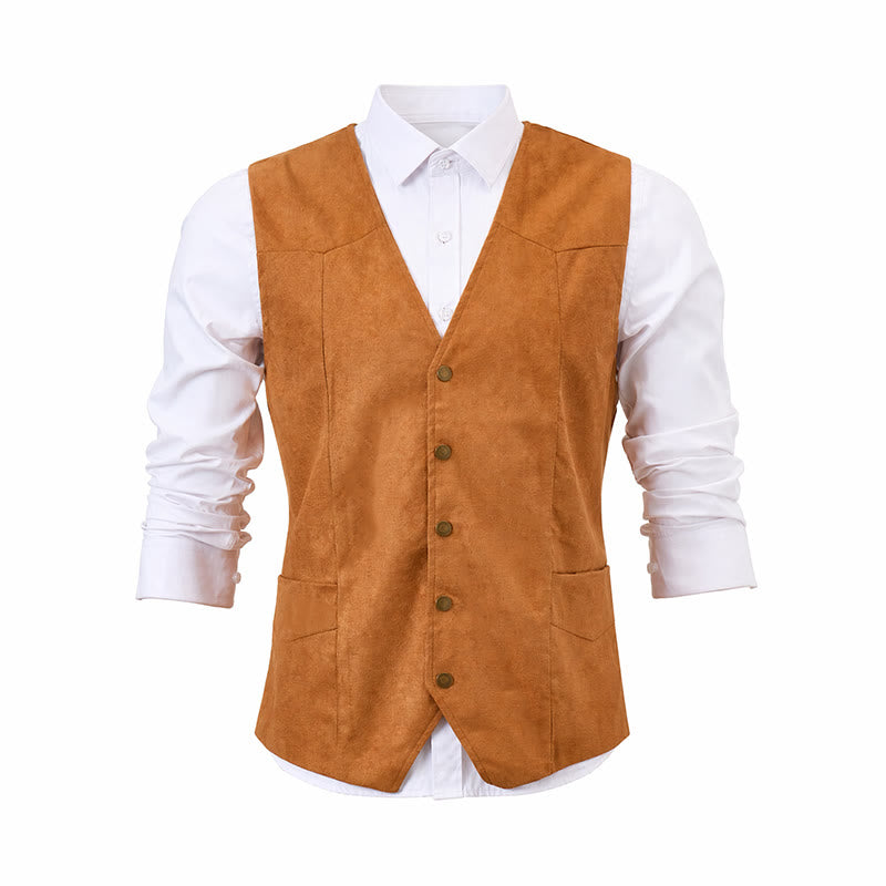Gilet de cowboy marron traditionnel western pour homme - image 9