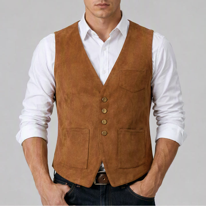 Gilet de cowboy marron traditionnel western pour homme - image 1