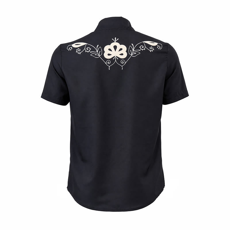 Chemise de cowboy noire à imprimé floral western avec empiècement - image 9