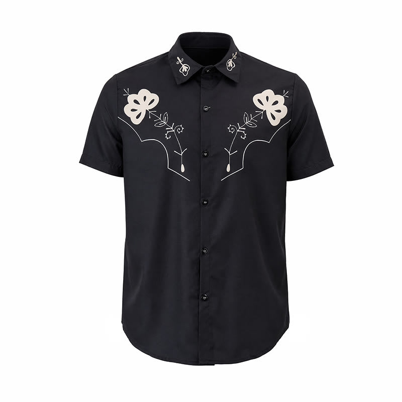 Chemise de cowboy noire à imprimé floral western avec empiècement - image 8