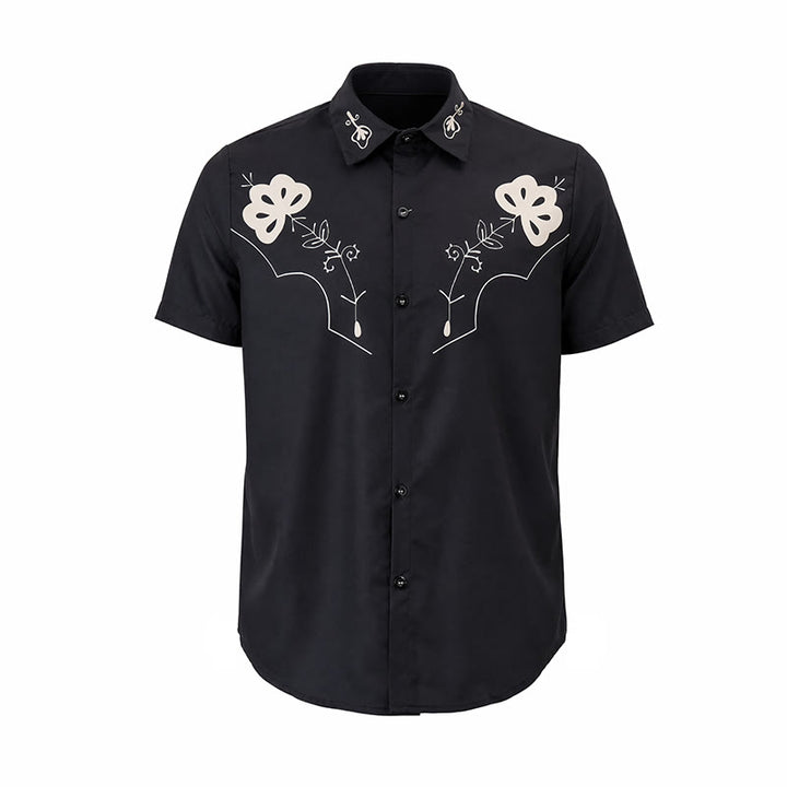 Chemise de cowboy noire à imprimé floral western avec empiècement - image 8