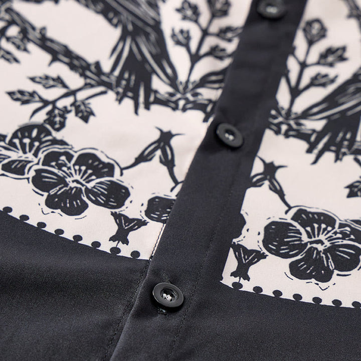 Chemise western à empiècement de cowboy noir corbeau et ivoire à motif floral - image 5