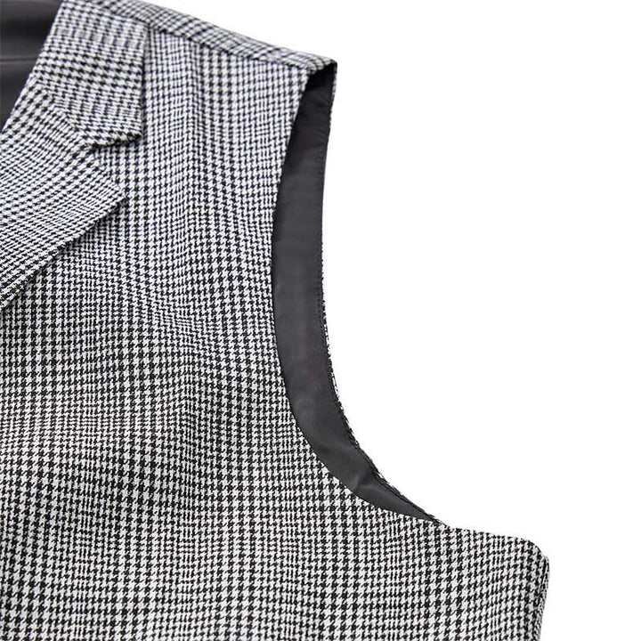 Gilet de costume à col cranté et col en V à carreaux, style britannique - image 9