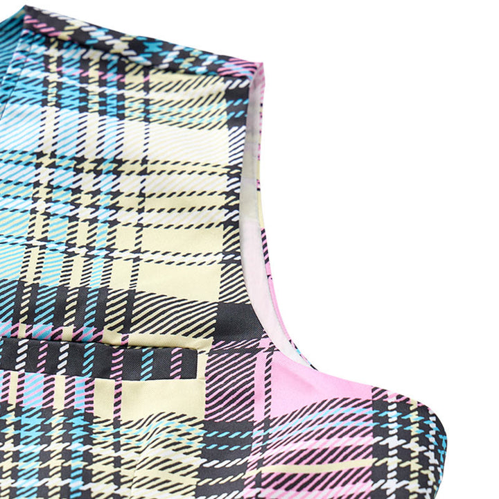 Gilet de costume festif à carreaux tartan colorés - image 7