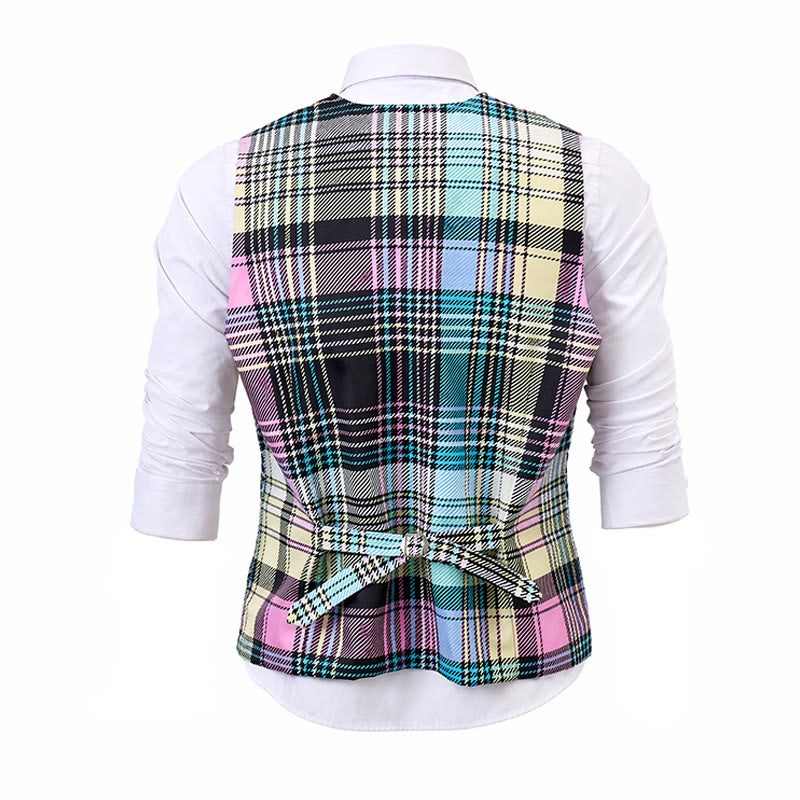 Gilet de costume festif à carreaux tartan colorés - image 11