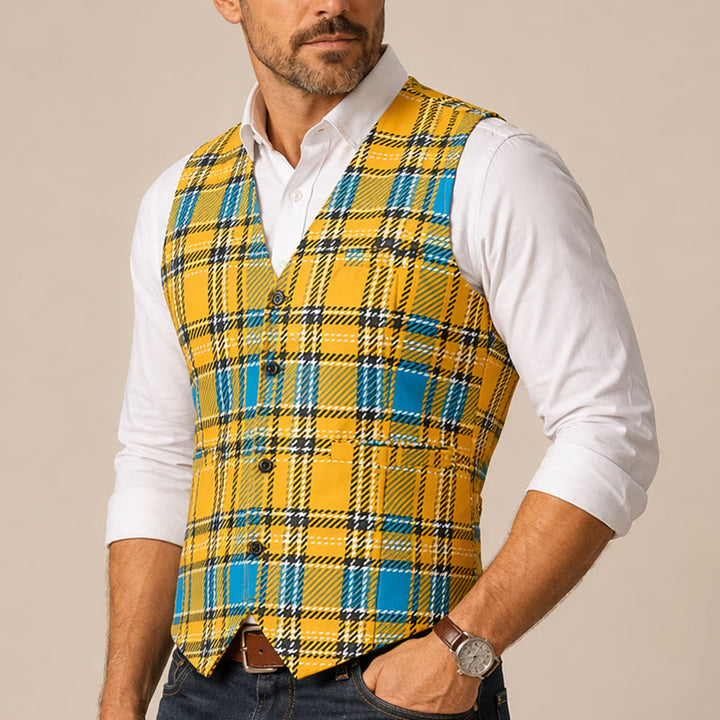 Gilet de smoking preppy jaune moutarde à col en V - image 3