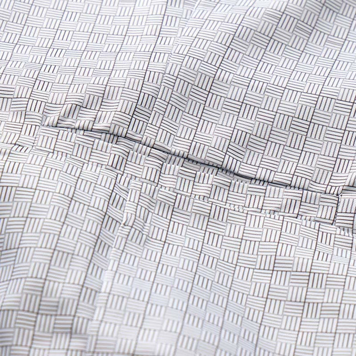 Gilet de costume minimaliste gris argenté à motif quadrillé et col en V - image 6